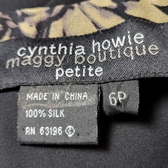 Vintage 80s Cynthia Howie Maggy Boutique 2PC Black Silk Rose Print Set Size 6P - Picture 14 of 14